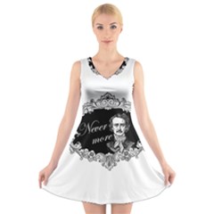 Edgar Allan Poe  - Never More V-neck Sleeveless Skater Dress by Valentinaart