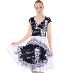 Edgar Allan Poe  - Never More Cap Sleeve Front Wrap Midi Dress by Valentinaart