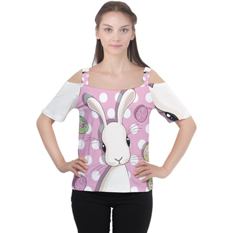 Easter Bunny  Cutout Shoulder Tee by Valentinaart