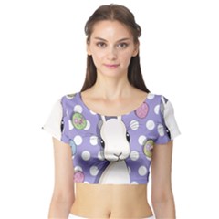 Easter Bunny  Short Sleeve Crop Top by Valentinaart