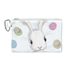 Easter Bunny  Canvas Cosmetic Bag (medium) by Valentinaart