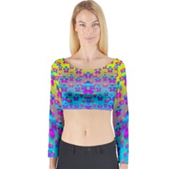 Flowers In The Most Beautiful Sunshine Long Sleeve Crop Top by pepitasart