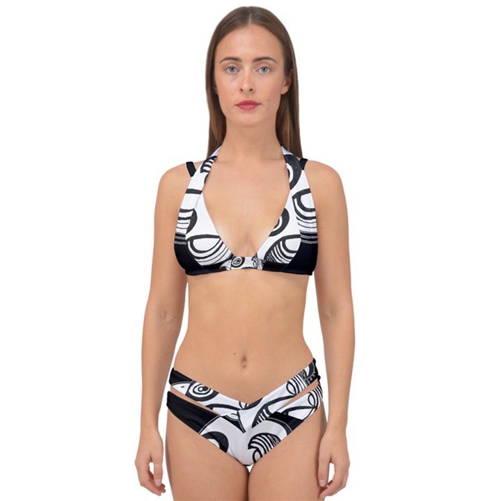 Bird Double Strap Halter Bikini Set