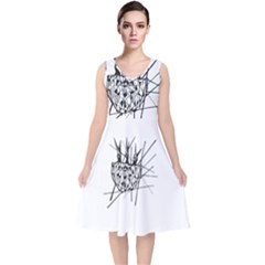 Bird V-neck Midi Sleeveless Dress  by ValentinaDesign