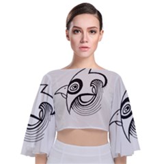 Bird Tie Back Butterfly Sleeve Chiffon Top