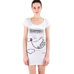 Bird Short Sleeve Bodycon Dress by ValentinaDesign