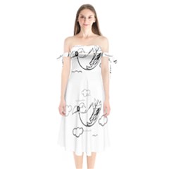 Bird Shoulder Tie Bardot Midi Dress by ValentinaDesign