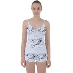 Bird Tie Front Two Piece Tankini by ValentinaDesign