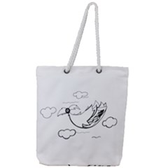 Bird Full Print Rope Handle Tote (large) by ValentinaDesign