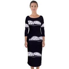 Turtle Quarter Sleeve Midi Bodycon Dress by ValentinaDesign