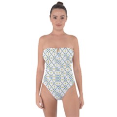 Vivid Check Geometric Pattern Tie Back One Piece Swimsuit by dflcprints