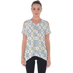 Vivid Check Geometric Pattern Cut Out Side Drop Tee by dflcprints