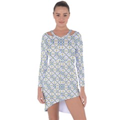 Vivid Check Geometric Pattern Asymmetric Cut-out Shift Dress by dflcprints