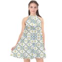 Vivid Check Geometric Pattern Halter Neckline Chiffon Dress  View1