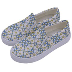 Vivid Check Geometric Pattern Kids  Canvas Slip Ons by dflcprints