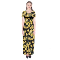 Yellow Roses Short Sleeve Maxi Dress