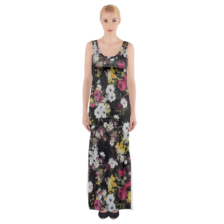 Floral Maxi Thigh Split Dress