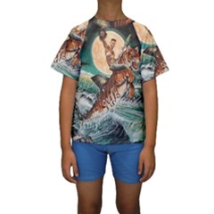 Tiger Shark Kids  Short Sleeve Swimwear by redmaidenart