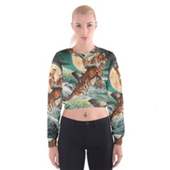 Tiger Shark Cropped Sweatshirt by redmaidenart