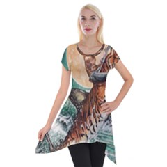 Tiger Shark Short Sleeve Side Drop Tunic by redmaidenart