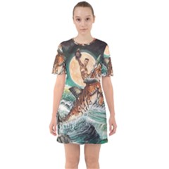 Tiger Shark Sixties Short Sleeve Mini Dress by redmaidenart