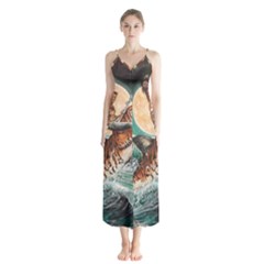 Tiger Shark Button Up Chiffon Maxi Dress by redmaidenart