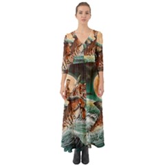 Tiger Shark Button Up Boho Maxi Dress