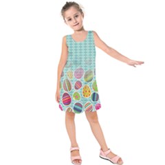 Pale Turquoise Gradient Easter Egg Kids  Sleeveless Dress by PattyVilleDesigns