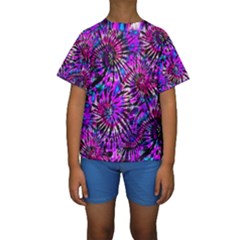 Purple Tie Dye Madness  Kids  Short Sleeve Swimwear by KirstenStar