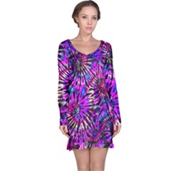 Purple Tie Dye Madness  Long Sleeve Nightdress by KirstenStar