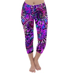 Purple Tie Dye Madness  Capri Winter Leggings  by KirstenStar