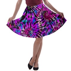 Purple Tie Dye Madness  A-line Skater Skirt by KirstenStar