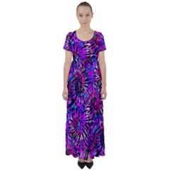 Purple Tie Dye Madness  High Waist Short Sleeve Maxi Dress