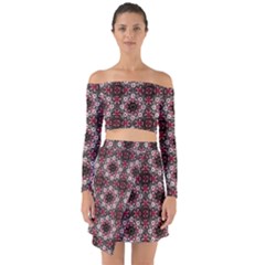 Oriental Ornate Pattern Off Shoulder Top With Skirt Set