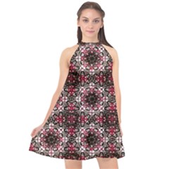 Oriental Ornate Pattern Halter Neckline Chiffon Dress  by dflcprints