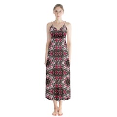 Oriental Ornate Pattern Button Up Chiffon Maxi Dress by dflcprints