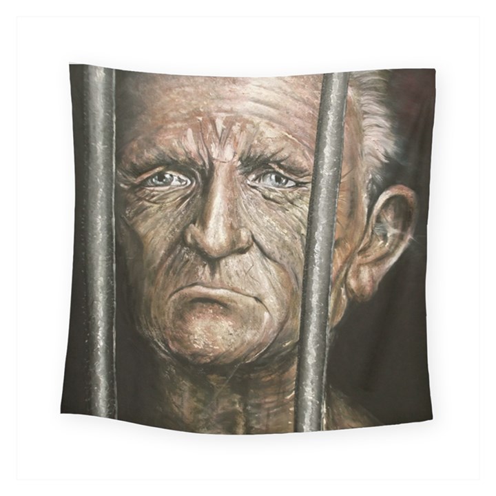 Old Man Imprisoned Square Tapestry (Small)