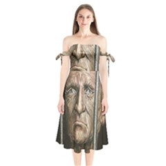 Old Man Imprisoned Shoulder Tie Bardot Midi Dress by redmaidenart