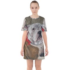 Dog Portrait Sixties Short Sleeve Mini Dress by redmaidenart