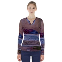 90 Degrees V-neck Long Sleeve Top by redmaidenart