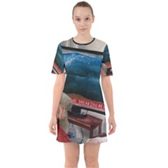 Breaking News Sixties Short Sleeve Mini Dress by redmaidenart