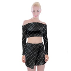 Black Scratch Off Shoulder Top With Mini Skirt Set