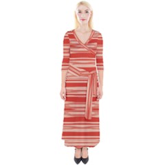 Abstract Linear Minimal Pattern Quarter Sleeve Wrap Maxi Dress