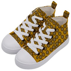 Stars And Wooden Flowers In Blooming Time Kid s Mid-top Canvas Sneakers by pepitasart