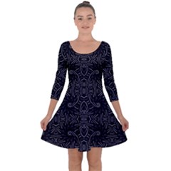 Dark Ethnic Sharp Pattern Quarter Sleeve Skater Dress by dflcprints