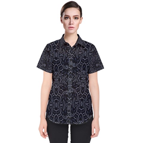 Dark Ethnic Sharp Pattern Women s Short Sleeve Shirt by dflcprints