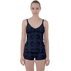 Dark Ethnic Sharp Pattern Tie Front Two Piece Tankini by dflcprints