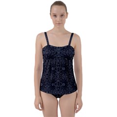 Dark Ethnic Sharp Pattern Twist Front Tankini Set by dflcprints