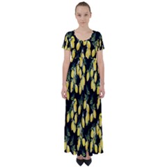 Lemons High Waist Short Sleeve Maxi Dress