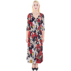 Poppy Quarter Sleeve Wrap Maxi Dress